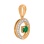 Circle Pendant with Diamond and Emerald Tendril. Hypoallergenic Cadmium-free 585 (14K) Rose Gold. View 2