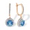 Double Halo Dangle Earrings. Blue Topaz and Cubic Zirconia