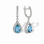 Blue Topaz and CZ Teardrop Leverback Earrings. Certified 585 (14kt) White Gold, 'Empress' Series