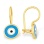 Enamel Evil Eye Talisman Earrings for Kids. Certified 585 (14kt) Yellow Gold