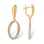 Oval Dangle Leverback Earrings. Certified 585 (14kt) Rose Gold, Rhodium Detailing