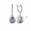 Amethyst and CZ Teardrop Leverback Earrings. Certified 585 (14kt) White Gold