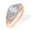 Vintage-inspired Topaz and Diamond Ring. Certified 585 (14kt) Rose Gold, Rhodium Detailing