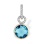Natural Round Shaped Blue Topaz and CZ Pendant. Certified 585 (14kt) Rose Gold, Rhodium Detailing