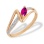 Marquise-shaped Ruby and Diamond Ring. 585 (14kt) Rose Gold, Rhodium Detailing