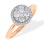 Designer Diamond Cluster Engagement Ring. 585 (14kt) Rose Gold, Rhodium Detailing