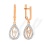 CZ Teardrop-shaped Leverback Earrings. Certified 585 (14kt) Rose Gold, Rhodium Detailing