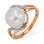 Prestige 10mm Pearl and 18 Diamonds Ring. Hypoallergenic Cadmium-free 585 (14K) Rose Gold