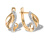 Cost-effective CZ Leverback Earrings. Certified 585 (14kt) Rose Gold, Rhodium Detailing