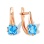 Cushion-cut Blue Topaz Earrings. Certified 585 (14kt) Rose Gold