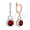 Garnet & CZ Drop Leverback Earrings. Certified 585 (14kt) Rose Gold, Rhodium Detailing