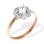 Swarovski CZ Floral Design Ring. Certified 585 (14kt) Rose Gold, Rhodium Detailing