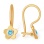 Bezel-set Aquamarine Hue CZ Flower Kids' Earrings. Certified 585 (14kt) Rose Gold, Rhodium Detailing
