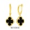 Reverse of Black Onyx Quatrefoil Clover Earrings