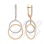 Double Circles Dangle Earrings with CZ. 585 (14kt) Rose Gold, Rhodium Detailing