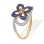 Diamond and Sapphire Flower Ring. 585 (14kt) Rose Gold, Rhodium Detailing