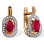 Pure Classic Earrings with Rubies and Diamonds. Hypoallergenic 585 Rose Gold, Rhodium Detailing