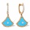 Natural Turquoise and Diamond Earrings Nefertiti. Hypoallergenic Cadmium-free 585 (14K) Rose Gold
