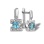 Princess-cut Aquamarine Diamond Square Earrings. Certified 585 (14kt) White Gold