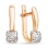 Lattice Design Leverback Earrings with Diamonds. Certified 585 (14kt) Rose Gold, Rhodium Detailing