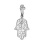 Diamond Openwork Hamsa Pendant in White Gold. Certified 585 (14kt) White Gold, Rhodium Finish