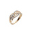 CZ Knitted Ring. 585 (14kt) Rose Gold, Rhodium Detailing