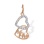 'I Love Mom' CZ Pendant. Certified 585 (14kt) Rose Gold, Rhodium Detailing
