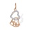 'I Love Mom' CZ Pendant. Certified 585 (14kt) Rose Gold, Rhodium Detailing