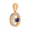 Circle Pendant with Diamond and Sapphire Tendril. Hypoallergenic Cadmium-free 585 (14K) Rose Gold. View 2