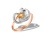 Genuine Citrine and CZ Twisted Ring. 585 Rose and White Gold