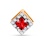 Square Ruby in Diamond Frame Slide Pendant. Certified 585 (14kt) Rose Gold, Rhodium Detailing