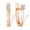 'Illusion' Set Diamond Austere Earrings. Certified 585 (14kt) Rose Gold, Rhodium Detailing