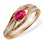 Ring with Oval Ruby and Diamond Accents. Hypoallergenic Cadmium-free 585 (14K) Rose Gold