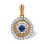 Pendant Featuring Sapphire and 34 Diamonds. Tested 585 (14K) Rose and White Gold