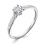 Fashionable Ring with Center and Side Diamonds. Certified 585 (14kt) White Gold, Rhodium Finish