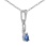 Pear-shaped Cornflower-blue Sapphire and Diamond White Gold Pendant. View 2