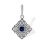 Art Deco-style Sapphire and Diamond Pendant. Certified 585 (14kt) White Gold, Rhodium Finish