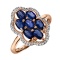 Sapphire and Diamond Shield Ring in Rose Gold. Hypoallergenic Cadmium-free 585 (14K) Rose Gold