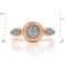 Persimmon-inspired Ring with Diamond Epaulettes. Hypoallergenic 585 Rose Gold, Rhodium Detailing. View 2