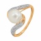 "A Flirty Dream" Ring with Pearl and 50 Diamonds. Hypoallergenic 585 Rose Gold, Rhodium Detailing
