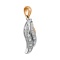Diamond Stylized Leaf Pendant of Two-tone Gold. Angle 3