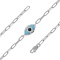 Evil Eye Paperclip Link Bracelet of 14K White Gold. Diamonds, Turquoise and Black Onyx. View 2