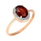 Garnet and Diamond Ring. Certified 585 (14kt) Rose Gold, Rhodium Detailing