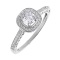 Swarovski Topaz and Diamond Engagement Ring. 585 (14kt) White Gold