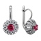 Oriental Motif Ruby and Diamond Leverback Earrings. 585 White Gold. The Art of Seduction Series.