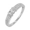 Popular On-trend Engagement Ring with 33 Diamonds. Tested 585 (14K) White Gold, Rhodium Finish
