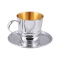 Coffee/Tea Silver Cup with Saucer. Hypoallergenic 925 Silver, 999 (24kt) Gold Plating