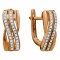 Earrings with Two Wavy Rows of Diamonds. Hypoallergenic 585 Rose Gold, Rhodium Detailing