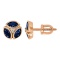Marquise-shaped Sapphire and Round Diamond Studs. Hypoallergenic 585 (14K) Rose Gold, Screw Backs