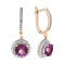 Amethyst with Double Halo CZ Dangle Earrings. 'Empress' Series, 585 (14kt) Rose Gold